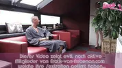 Horny German blonde milks new sex club visitor