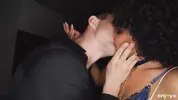 Brazilian brunette gets rough kitchen sex and hot facial cum