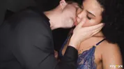 Brazilian brunette gets rough kitchen sex and hot facial cum