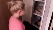 A beautiful cleaning lady in leggings agrees to sex for money.