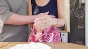 I was going to bake a bread but my horny husband ended up fucking me from behind in the kitchen