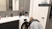 IMAGINE, I'M STUCK IN THE WASHING MACHINE! I fucked my stepsister in the washing machine