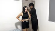 I get locked in the hotel room with the manager. We couldn't resist the urge to fuck so he ended up penetrating her.