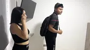 I get locked in the hotel room with the manager. We couldn't resist the urge to fuck so he ended up penetrating her.