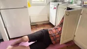 Wife fucks the plumber while he is fixing the sink pipes