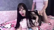 I fuck my friend hard while watching a movie and cum on her face