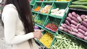 The teacher saw his student choosing a cucumber and was very surprised when he saw lubricant between her legs and offered his help