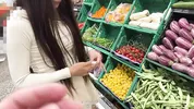 The teacher saw his student choosing a cucumber and was very surprised when he saw lubricant between her legs and offered his help