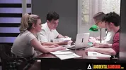 ACCIDENTAL GANGBANG - Wild Girl Gets Gangbanged In A Library By Her Classmates Who Join The Fun